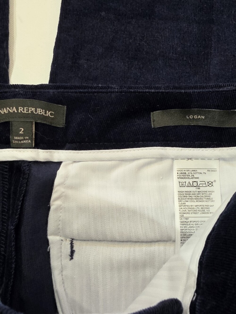 Banana Republic Logan Velvet Trouser Pants Womens 4 Navy Blue Retro Minimalist - Picture 4 of 7